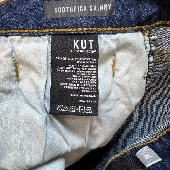 Kut From The Kloth Women's Toothpick Skinny Jeans Denim Size 16 Blue Medium Wash - Picture 4 of 11